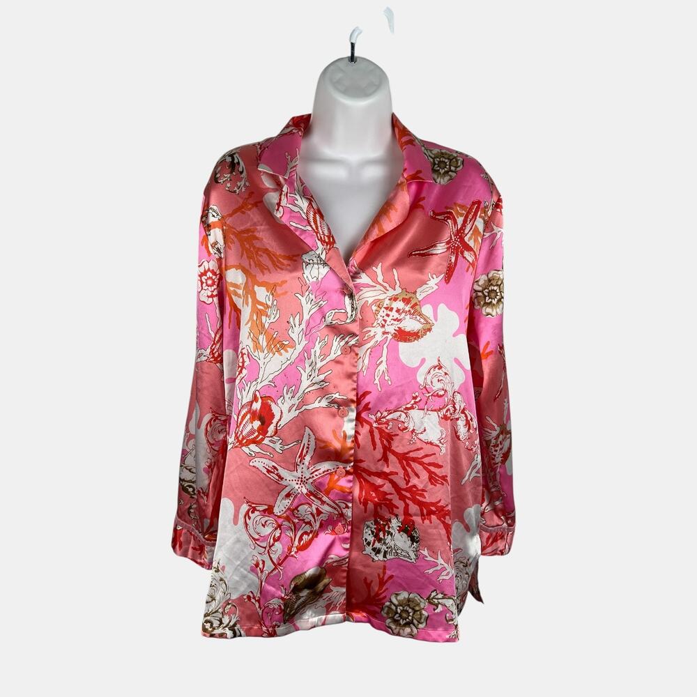 Y2K Victoria’s Secret Satin Nautical Sleep Shirt XS Pink‎ Orange